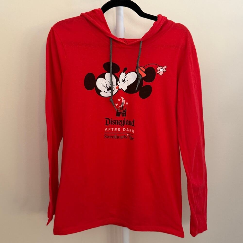 Disney Disneyland After Dark Mickey & Minnie Red Hoodie Top Unisex Small - Picture 1 of 4